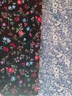 X2 pieces of floral fabric blue 1.5m x1.1m black 1.1m x 2m CG P16
